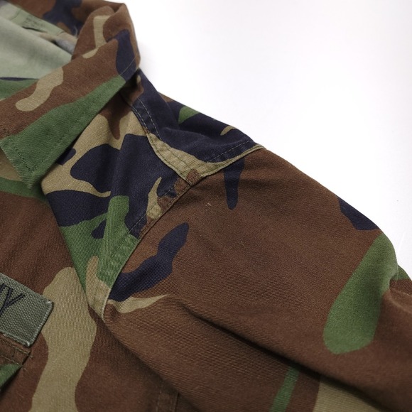 Vintage US Army Coat Shirt Large Green Combat Woodland Camo - Picture 5 of 7
